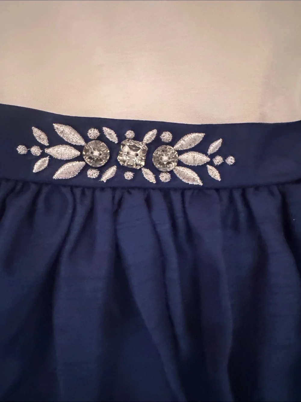 Gymboree Ivory and Navy Sparkle Waist Flare Dress